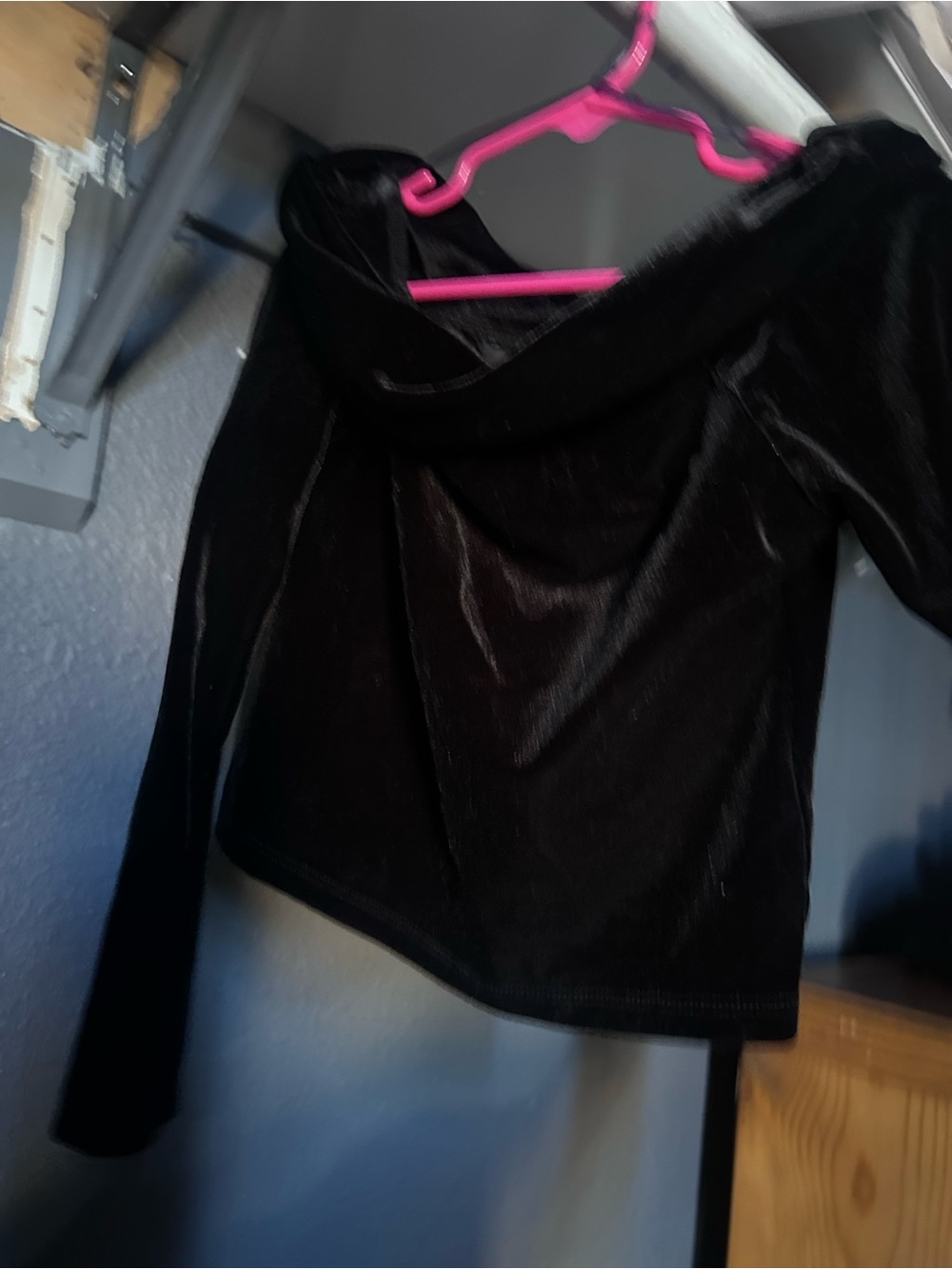 Women's Off-Shoulder Velvet Top Jacket - Black